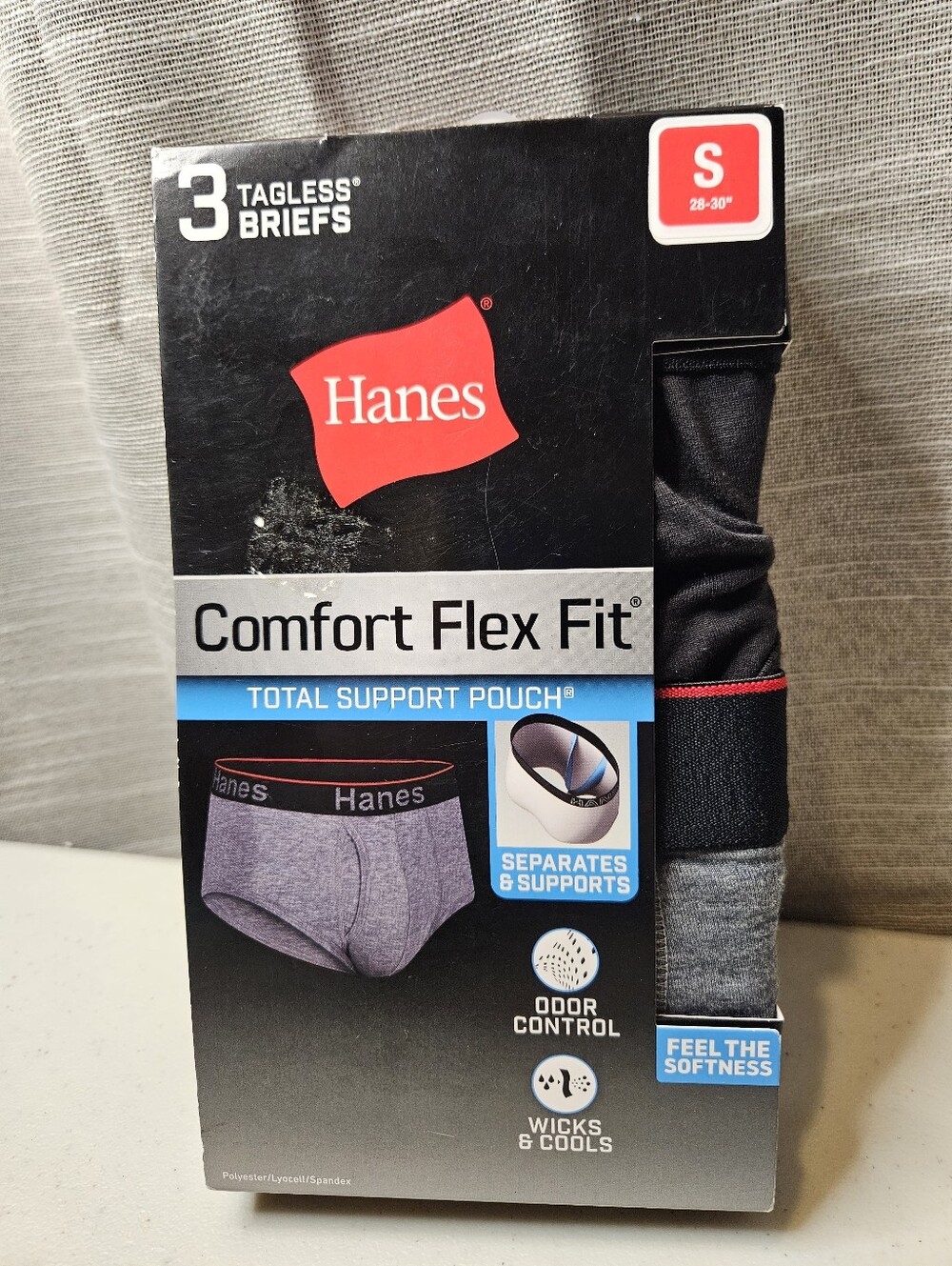 Hanes Comfort Flex Fit Men Size Small Tagless Briefs Total Support Pouch 3-Pack